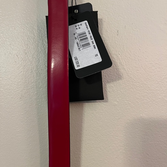 Emporio Armani Red Brushed Leather / Black Reversible Belt with Silver Buckle main image 13